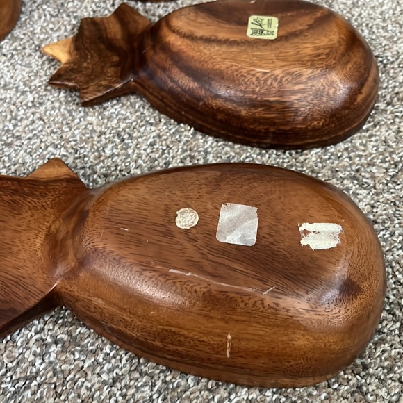 Vintage Alii Woods Honolulu Monkey Pod Pineapple Bowls Set of 6 - Picture 4 of 8